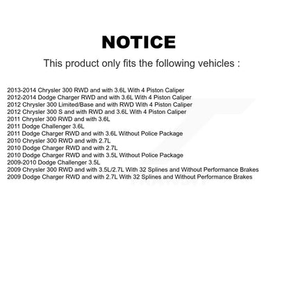 [Avant + Arrière] Kit d'ensemble roulement de roue et moyeu pour Dodge Charger Chrysler 300 Challenger KBB-112117