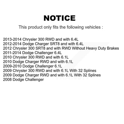 [Avant + Arrière] Kit d'ensemble roulement de roue et moyeu pour Dodge Charger Chrysler 300 Challenger KBB-112120