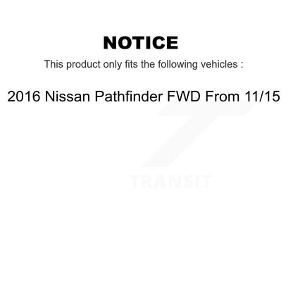 [Avant + Arrière] Kit d'ensemble roulement de roue et moyeu pour 2016 Nissan Pathfinder FWD From 11 15 KBB-112171
