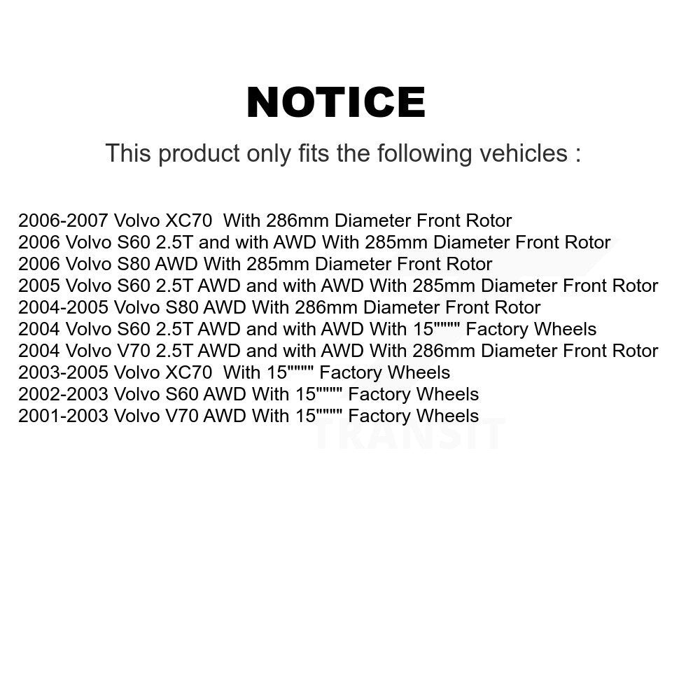 [Avant + Arrière] Kit d'ensemble roulement de roue et moyeu pour Volvo S60 XC70 V70 S80 KBB-112574