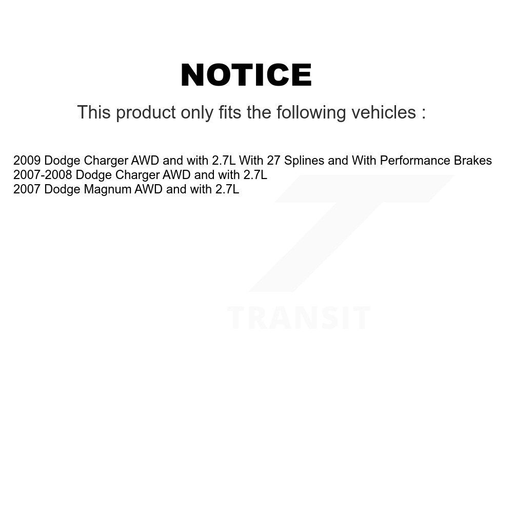 [Avant + Arrière] Kit d'ensemble roulement de roue et moyeu pour Dodge Charger Magnum AWD avec 2.7L KBB-112605