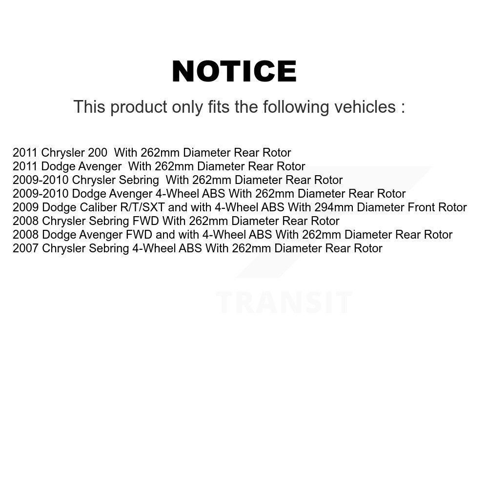 [Avant + Arrière] Kit d'ensemble roulement de roue et moyeu pour Dodge Chrysler Avenger Sebring 200 Caliber KBB-112649