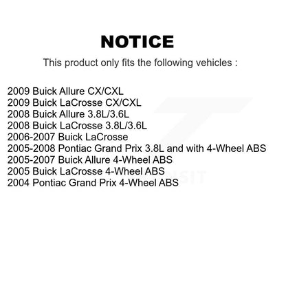 [Avant + Arrière] Kit d'ensemble roulement de roue et moyeu pour Pontiac Grand Prix Buick LaCrosse Allure KBB-112672
