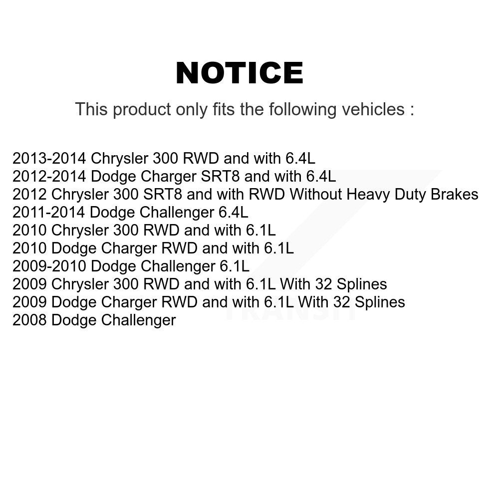 [Avant + Arrière] Kit d'ensemble roulement de roue et moyeu pour Dodge Charger Chrysler 300 Challenger KBB-112689