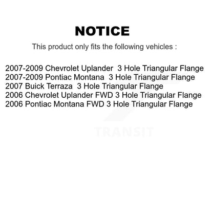 [Avant + Arrière] Kit d'ensemble roulement de roue et moyeu pour Chevrolet Uplander Buick Terraza Pontiac Montana 3 Hole Triangular Flange KBB-112863