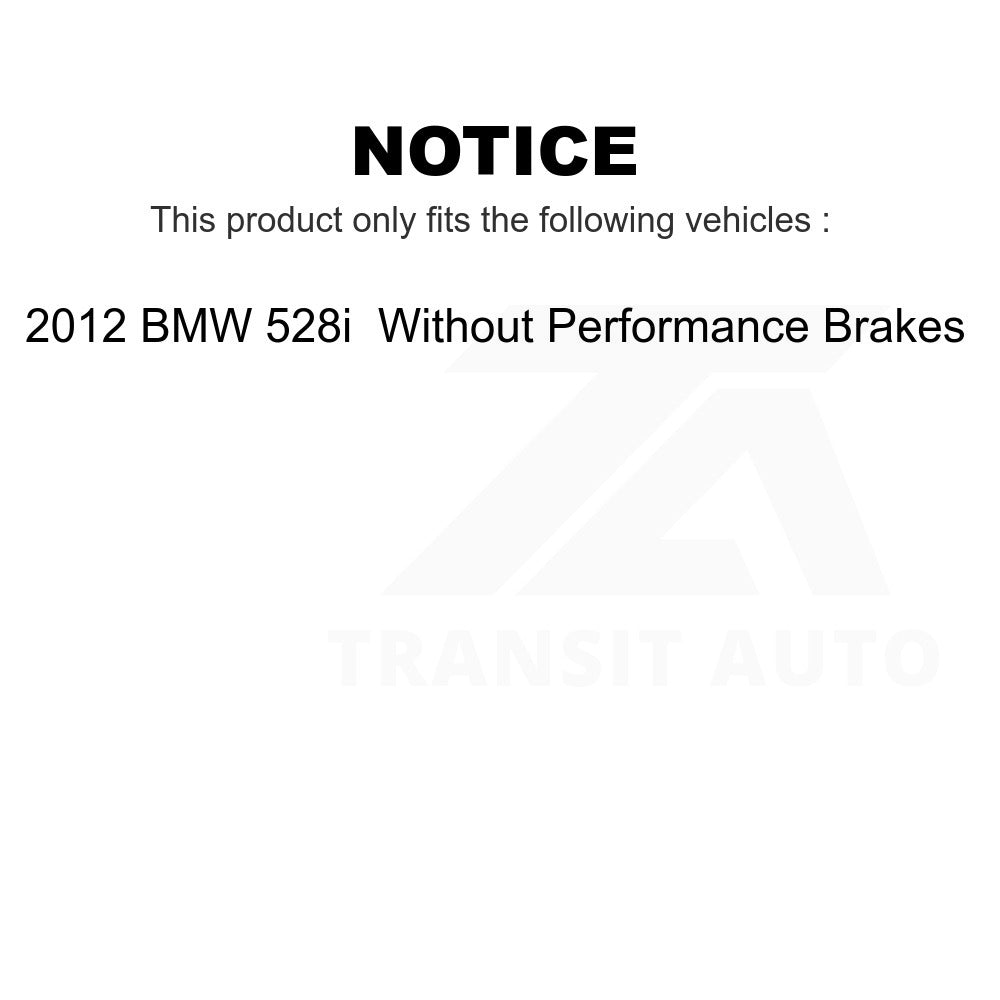 [Avant + Arrière] Kit d'ensemble roulement de roue et moyeu pour 2012 BMW 528i sans Performance Brakes KBB-113423