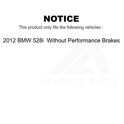 [Avant + Arrière] Kit d'ensemble roulement de roue et moyeu pour 2012 BMW 528i sans Performance Brakes KBB-113423