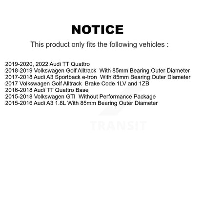 [Avant] Kit d'ensemble roulement de roue et moyeu pour Volkswagen GTI Audi Golf Alltrack A3 Sportback e-tron TT Quattro KBB-113672