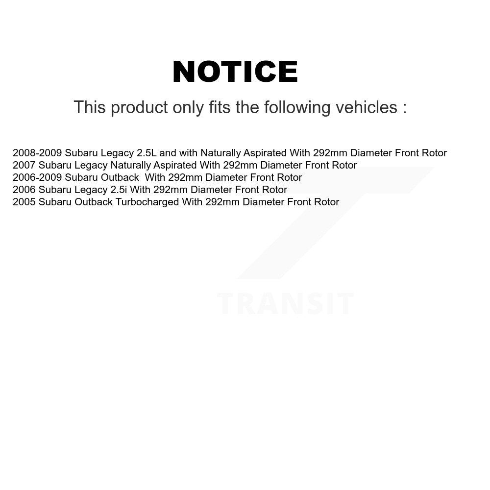 [Avant + Arrière] Kit d'ensemble roulement de roue et moyeu pour Subaru Outback Legacy avec 292mm Diameter Rotor KBB-114607