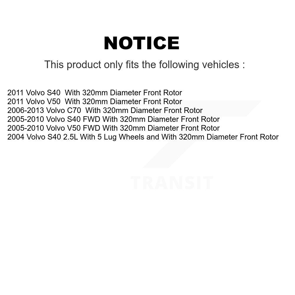 [Avant + Arrière] Kit d'ensemble roulement de roue et moyeu pour Volvo S40 C70 V50 avec 320mm Diameter Rotor KBB-114935