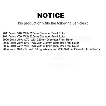 [Avant + Arrière] Kit d'ensemble roulement de roue et moyeu pour Volvo S40 C70 V50 avec 320mm Diameter Rotor KBB-114935