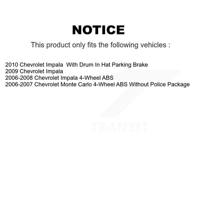 [Avant + Arrière] Kit d'ensemble roulement de roue et moyeu pour Chevrolet Impala Monte Carlo KBB-115381