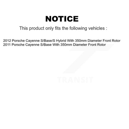 [Avant + Arrière] Kit de Roulement de roue pour 2011-2012 Porsche Cayenne Base avec 380mm Diameter Rotor KBB-115681