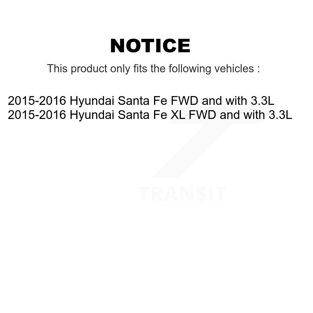 [Avant + Arrière] Kit d'ensemble roulement de roue et moyeu pour 2015-2016 Hyundai Santa Fe XL FWD avec 3.3L KBB-116118