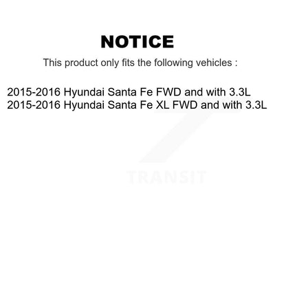 [Avant + Arrière] Kit d'ensemble roulement de roue et moyeu pour 2015-2016 Hyundai Santa Fe XL FWD avec 3.3L KBB-116118