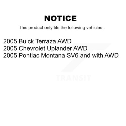 [Avant + Arrière] Kit d'ensemble roulement de roue et moyeu pour 2005 Chevrolet Uplander Pontiac Montana Buick Terraza KBB-116296