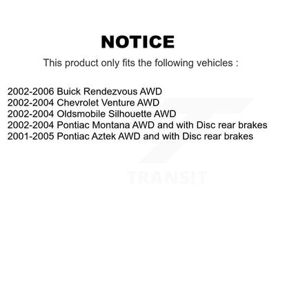 [Avant + Arrière] Kit d'ensemble roulement de roue et moyeu pour Buick Rendezvous Chevrolet Venture Pontiac Montana Aztek Oldsmobile Silhouette KBB-116297