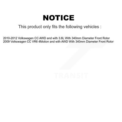 [Avant + Arrière] Kit d'ensemble roulement de roue et moyeu pour Volkswagen CC avec 340mm Diameter Rotor KBB-116305