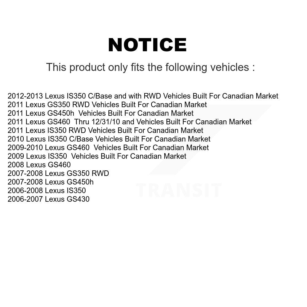 [Avant + Arrière] Kit d'ensemble roulement de roue et moyeu pour Lexus IS350 GS350 GS430 GS450h GS460 KBB-116560