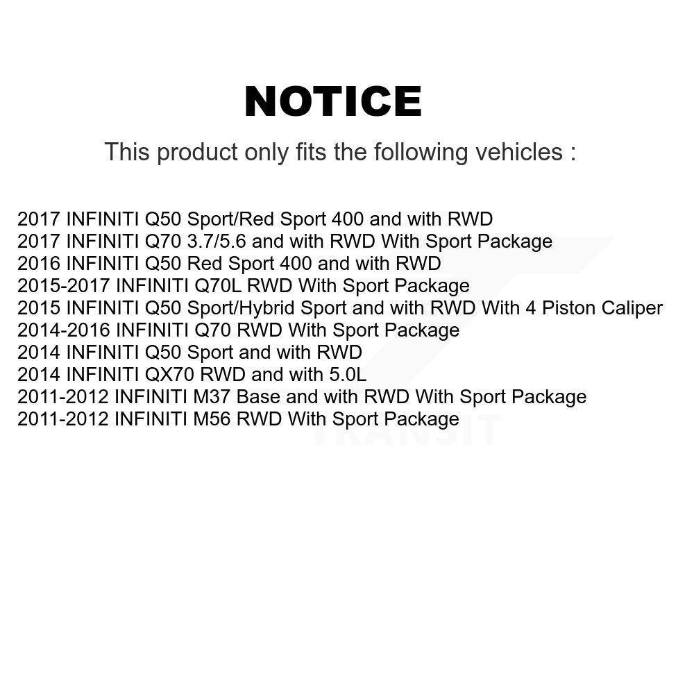 [Avant + Arrière] Kit d'ensemble roulement de roue et moyeu pour INFINITI Q50 M37 Q70 Q70L QX70 M56 KBB-116574