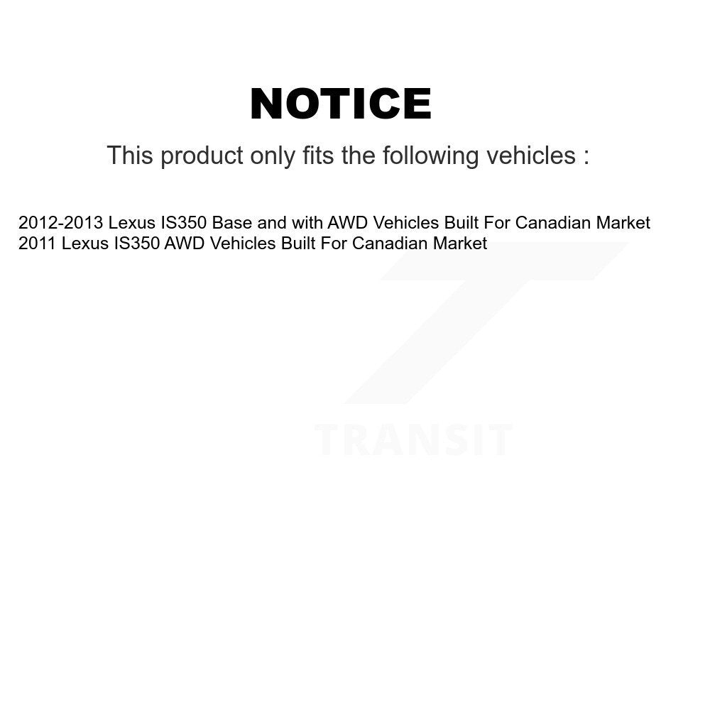 [Avant + Arrière] Kit d'ensemble roulement de roue et moyeu pour Lexus IS350 Vehicles Built Canadian Market KBB-116655