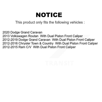 [Avant + Arrière] Kit d'ensemble roulement de roue et moyeu pour Dodge Grand Caravan Chrysler Town & Country Ram C/V Volkswagen Routan KBB-116741