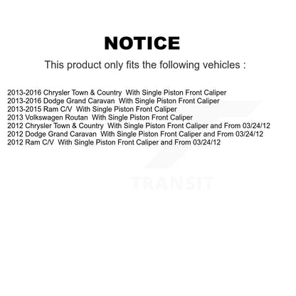 [Avant + Arrière] Kit d'ensemble roulement de roue et moyeu pour Dodge Grand Caravan Chrysler Town & Country Ram C/V Volkswagen Routan KBB-116825