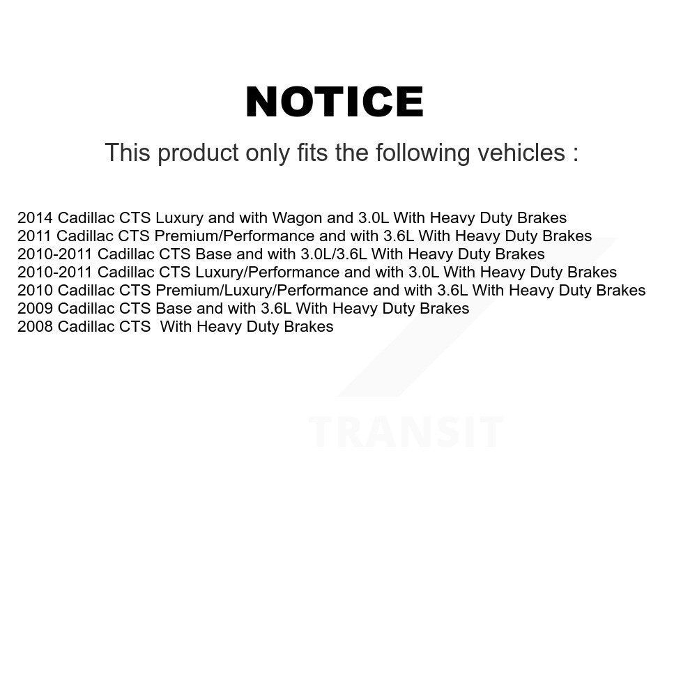 [Avant + Arrière] Kit d'ensemble roulement de roue et moyeu pour Cadillac CTS avec Heavy Duty Brakes KBB-116920