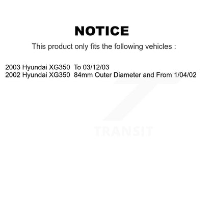 [Avant + Arrière] Kit de Roulement de roue pour Hyundai XG350 KBB-117242