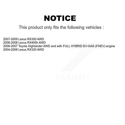 [Avant + Arrière] Kit de Roulement de roue pour Lexus Toyota Highlander RX350 RX330 RX400h KBB-117322