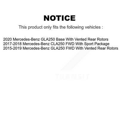 [Avant + Arrière] Kit de Roulement de roue pour 2015-2017 Mercedes-Benz GLA250 FWD avec Vented KBB-117472