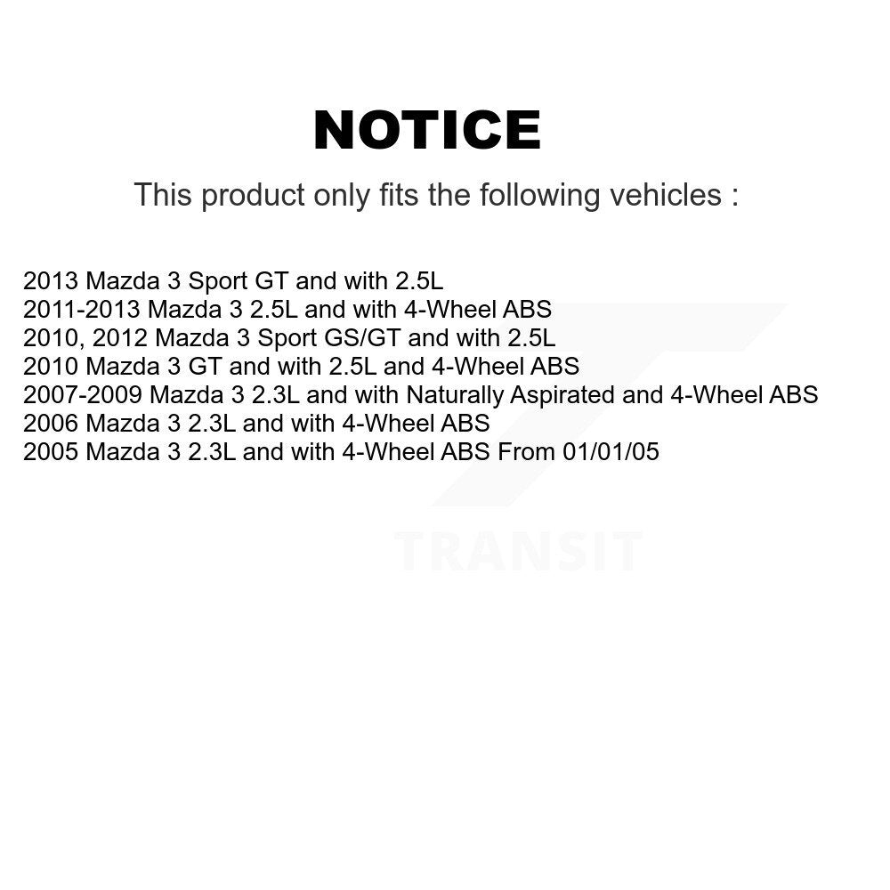 [Avant + Arrière] Kit de Roulement de roue pour Mazda 3 Sport KBB-118080