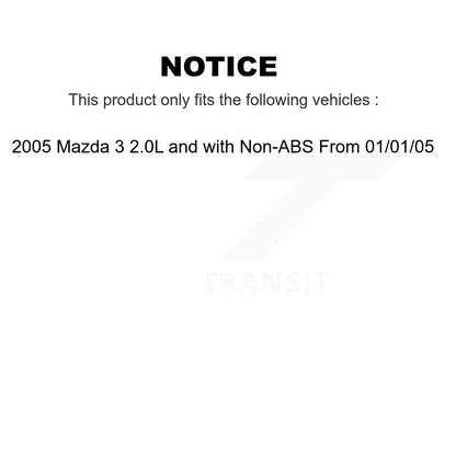 [Avant + Arrière] Kit de Roulement de roue pour 2005 Mazda 3 2.0L avec Non-ABS From 01 05 KBB-118082