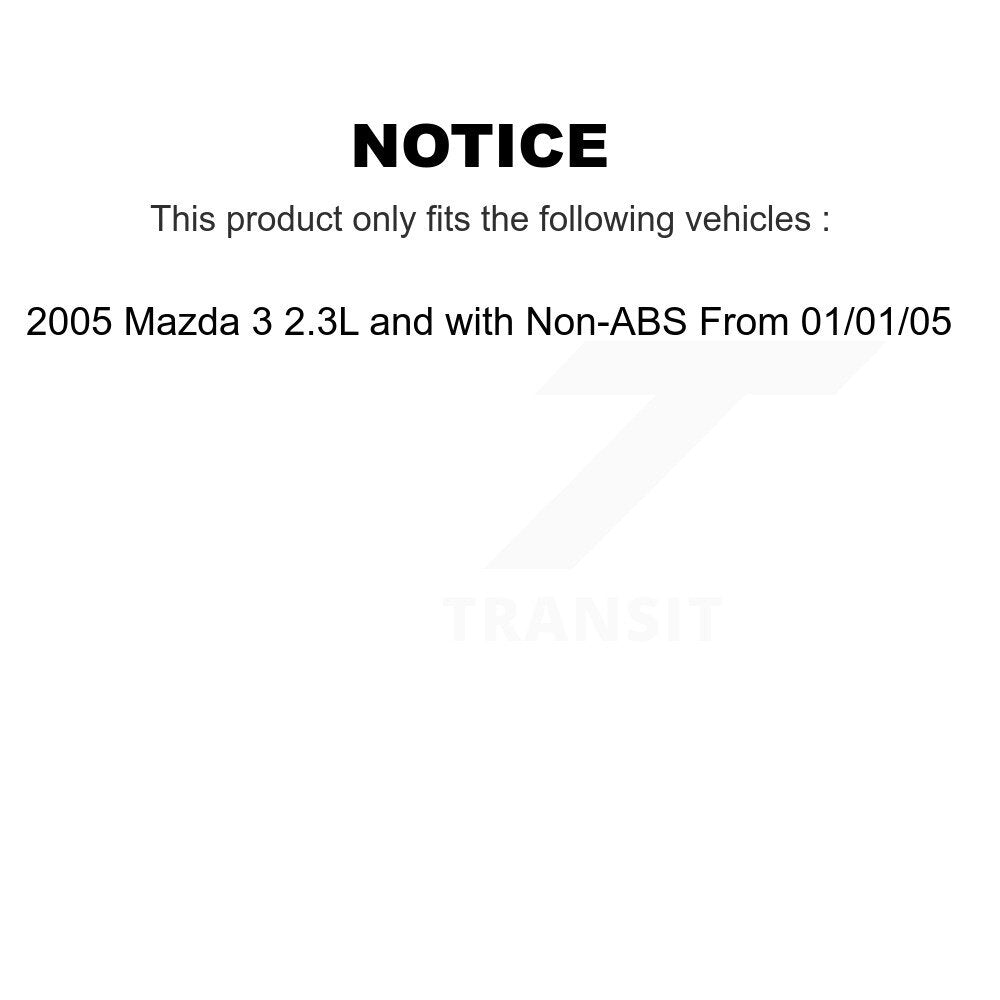 [Avant] Kit de Roulement de roue pour 2005 Mazda 3 2.3L avec Non-ABS From 01 05 KBB-118383
