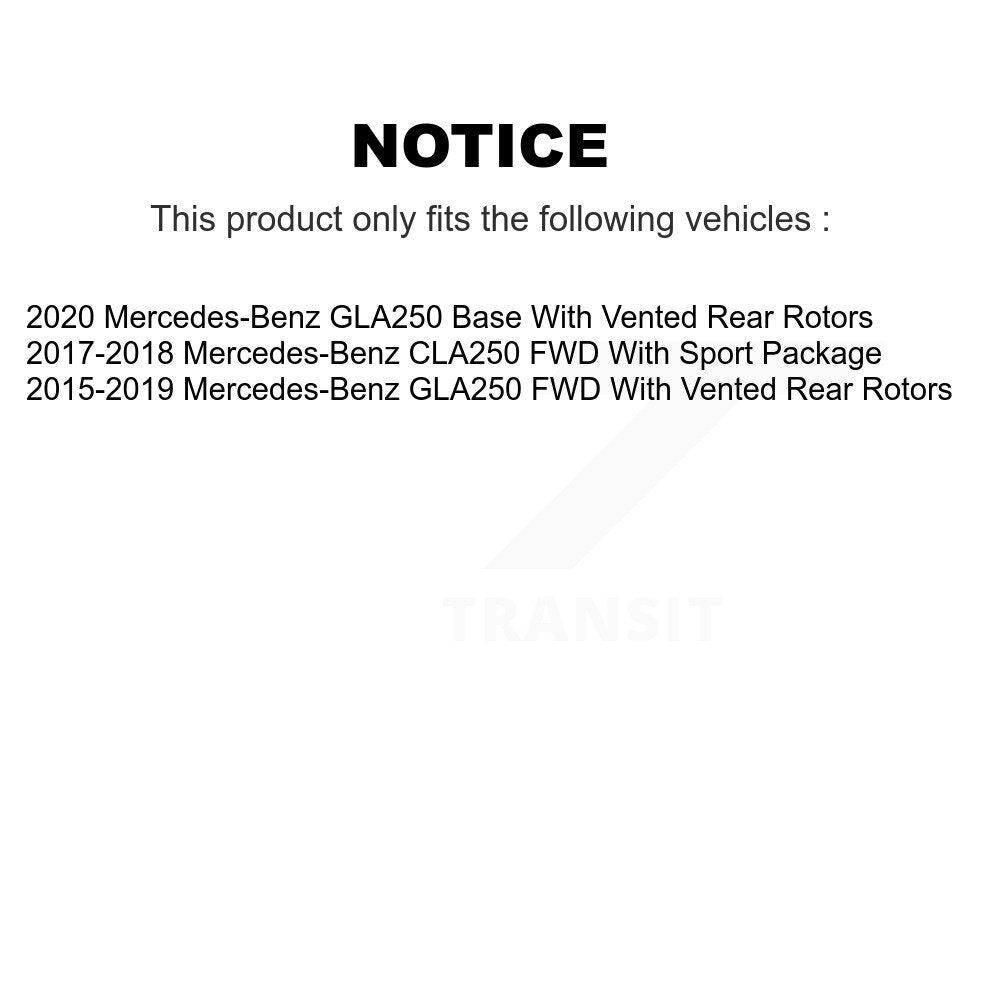 [Avant + Arrière] Kit de Roulement de roue pour 2015-2017 Mercedes-Benz GLA250 FWD avec Vented KBB-118517