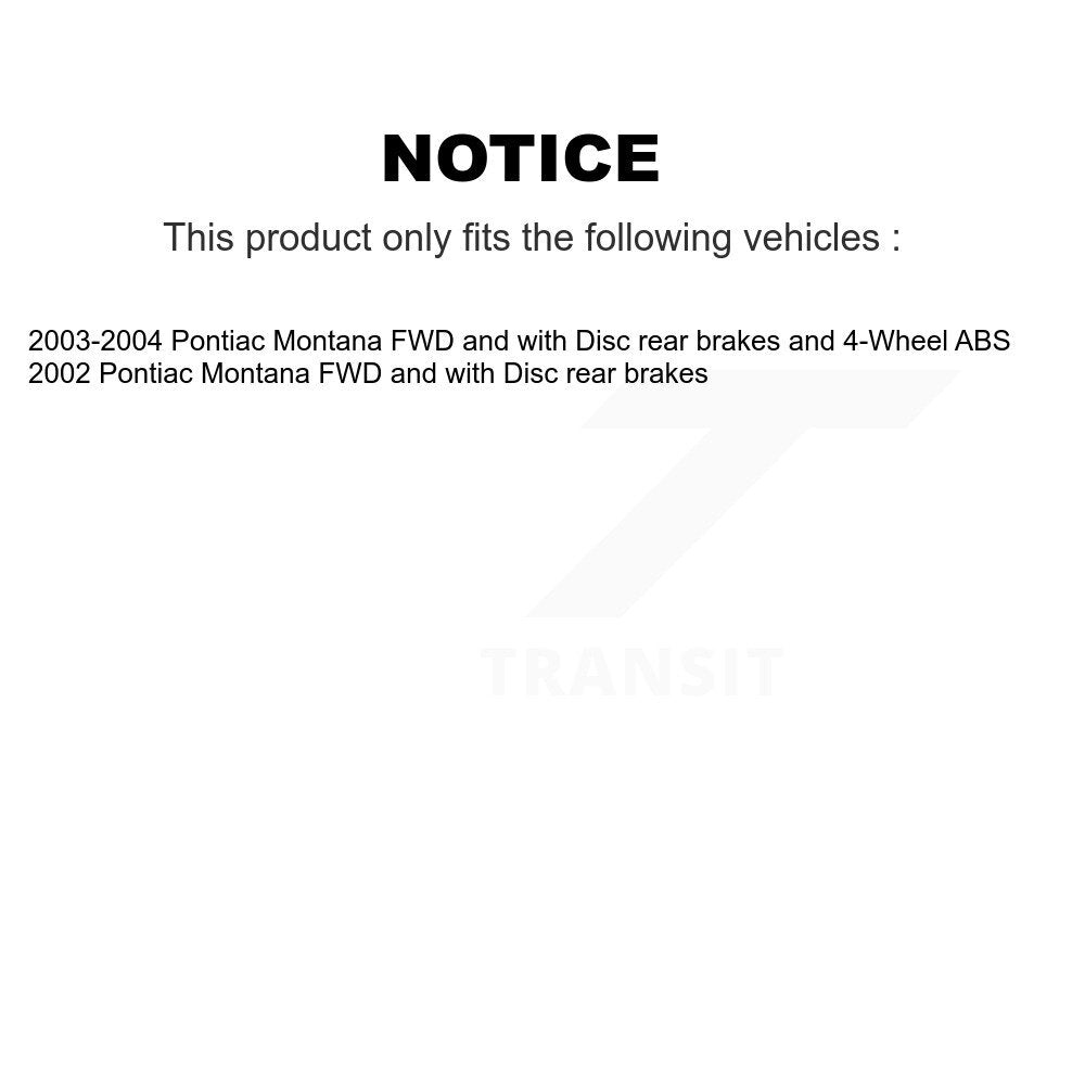 [Avant + Arrière] Kit d'ensemble roulement de roue et moyeu pour Pontiac Montana KBB-119063