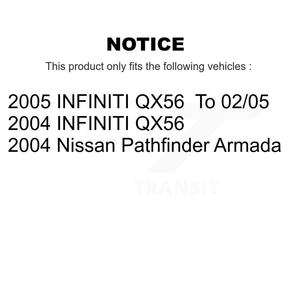 [Avant + Arrière] Kit d'ensemble roulement de roue et moyeu pour Nissan Pathfinder Armada INFINITI QX56 KBB-119091