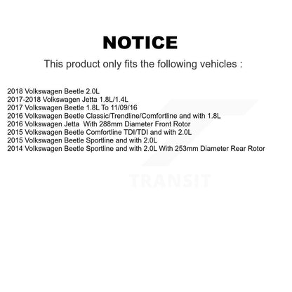 [Avant + Arrière] Kit d'ensemble roulement de roue et moyeu pour Volkswagen Jetta Beetle KBB-119176