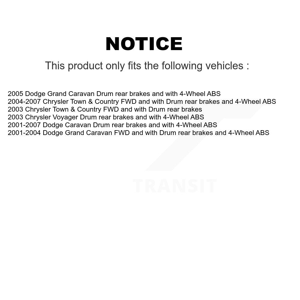[Avant + Arrière] Kit d'ensemble roulement de roue et moyeu pour Dodge Chrysler Town & Country Grand Caravan Voyager KBB-119196