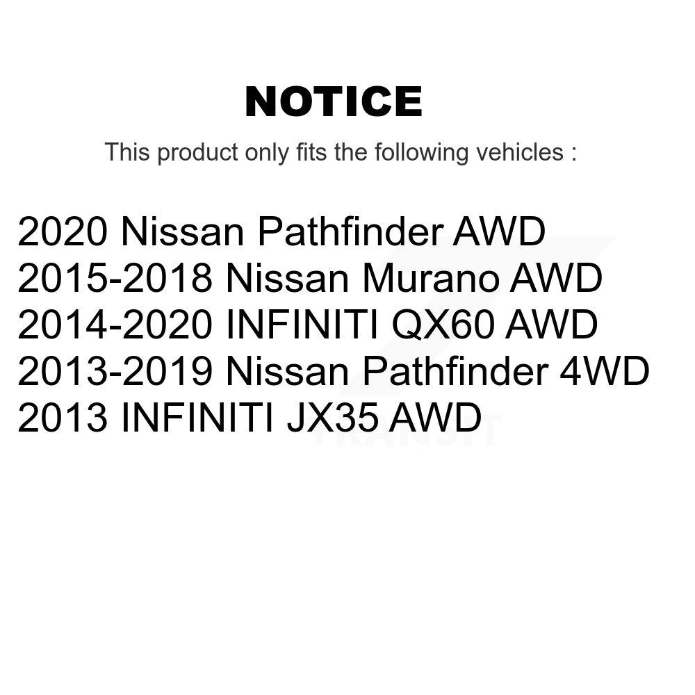[Avant + Arrière] Kit d'ensemble roulement de roue et moyeu pour Nissan Pathfinder Murano INFINITI QX60 JX35 KBB-119448
