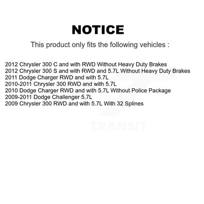 [Avant + Arrière] Kit d'ensemble roulement de roue et moyeu pour Dodge Chrysler 300 Charger Challenger KBB-119842