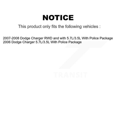 [Avant + Arrière] Kit d'ensemble roulement de roue et moyeu pour 2006-2008 Dodge Charger RWD avec 5.7L 3.5L avec Police Package KBB-119852