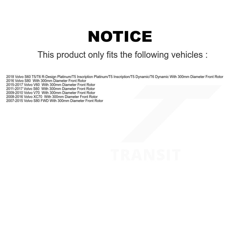 [Avant] Kit d'ensemble roulement de roue et moyeu pour Volvo S60 XC70 S80 V60 V70 300mm Diameter Rotor KBB-120310