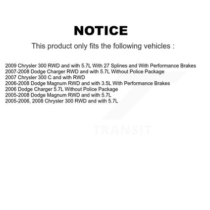 [Avant + Arrière] Kit d'ensemble roulement de roue et moyeu pour Chrysler 300 Dodge Charger Magnum KBB-120562
