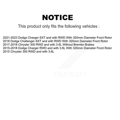[Avant + Arrière] Kit d'ensemble roulement de roue et moyeu pour Dodge Charger Chrysler 300 Challenger KBB-120572