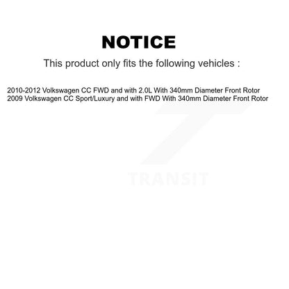 [Avant + Arrière] Kit d'ensemble roulement de roue et moyeu pour Volkswagen CC avec 340mm Diameter Rotor KBB-120710