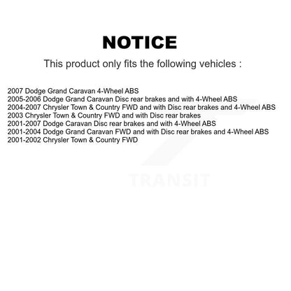 [Avant + Arrière] Kit d'ensemble roulement de roue et moyeu pour Dodge Grand Caravan Chrysler Town & Country KBB-120815