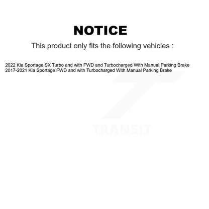 [Avant + Arrière] Kit d'ensemble roulement de roue et moyeu pour 2017-2021 Kia Sportage FWD avec Turbocharged avec Manual Parking KBB-120865
