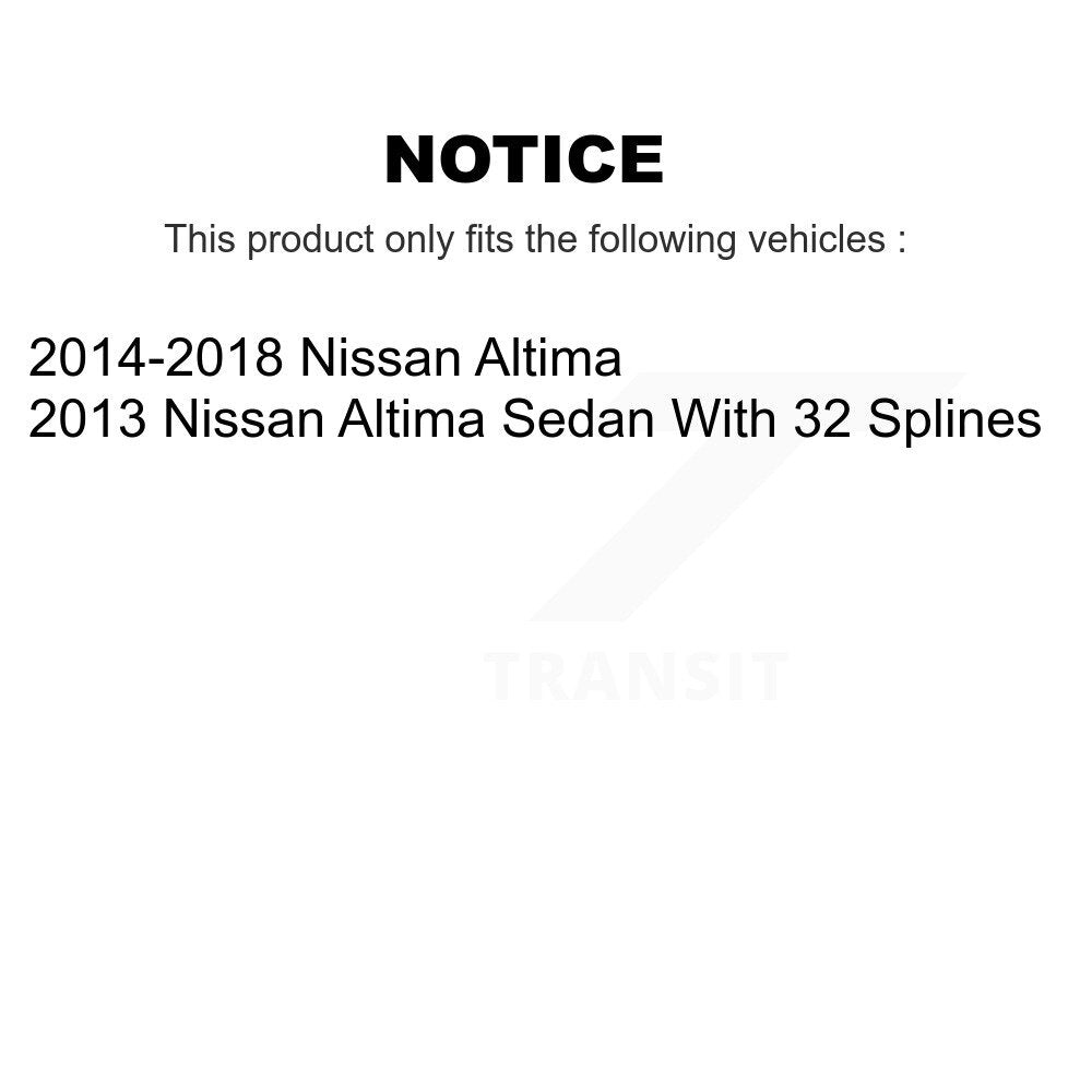 [Avant + Arrière] Kit d'ensemble roulement de roue et moyeu pour Nissan Altima KBB-120886