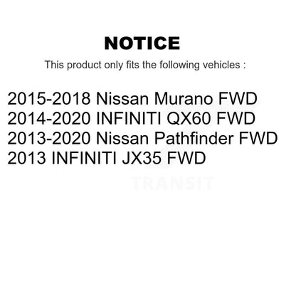 [Avant + Arrière] Kit d'ensemble roulement de roue et moyeu pour Nissan Pathfinder Murano INFINITI QX60 JX35 FWD KBB-120961